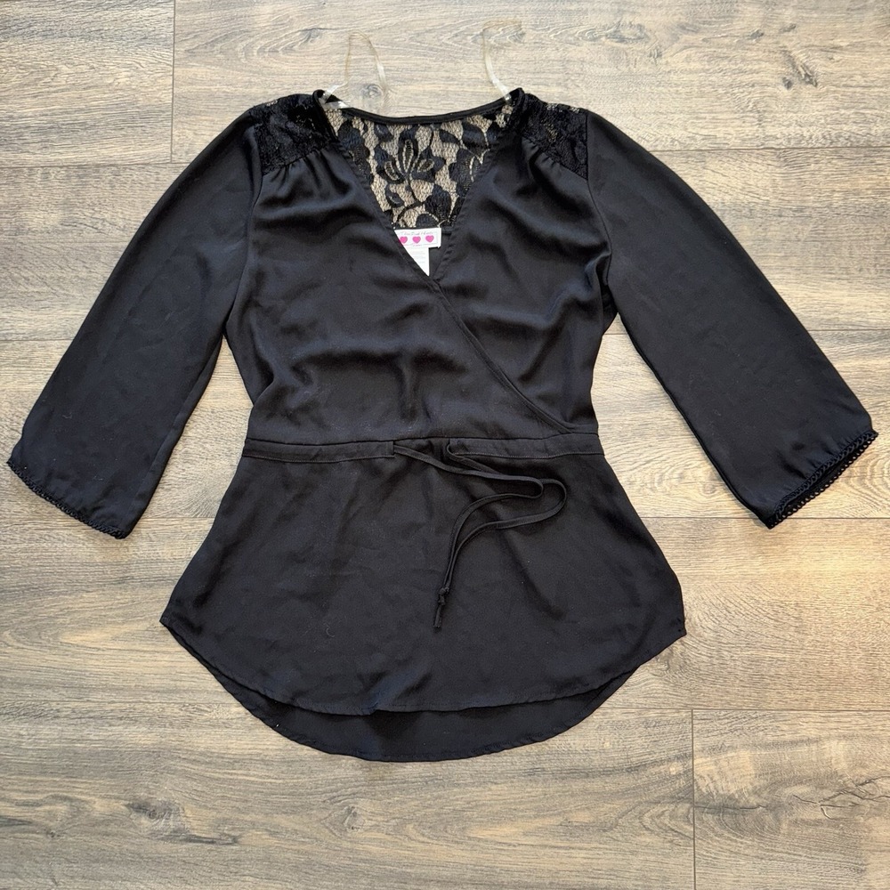 Three Pink Hearts Women Size S Sexy‎ Lace Top Blouse Outdoor Club Party Y2K